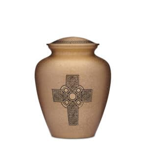 Hammered Gold Cross Urn