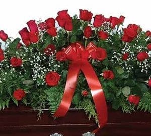 Majestic Red Roses Coffin Arrangement